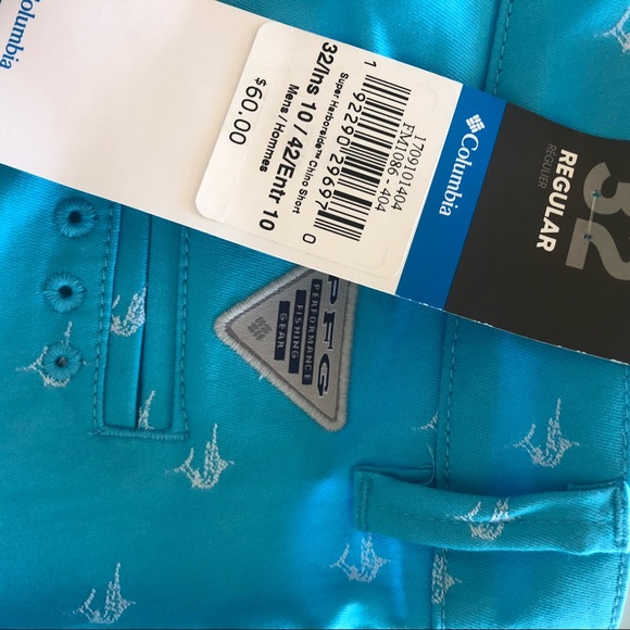 Men’s Columbia Blue Performance PFG Shorts - Picture 4 of 8